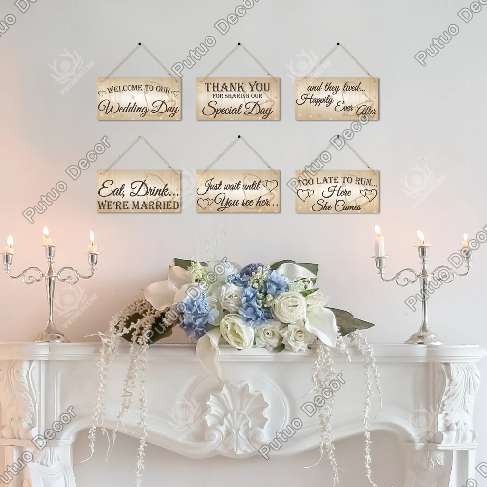 Putuo Decor Wedding Signs Wooden Hanging Signs Friendship Wooden Pendant Plaque Wood for Living Room Decoration Wedding Decor wooden sign