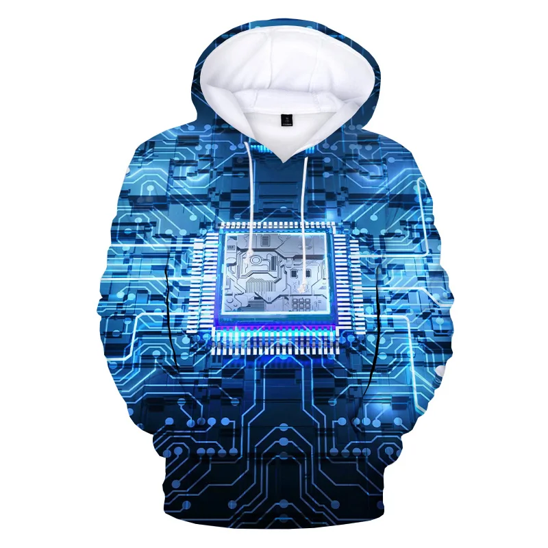 thumbnail image 1 of Sudadera con capucha gráfica de CPU con placa de circuito para hombres, sudadera con capucha con estampado de chip electrónico divertido en 3D para niños, sudadera con capucha, camisetas, 1 of 5