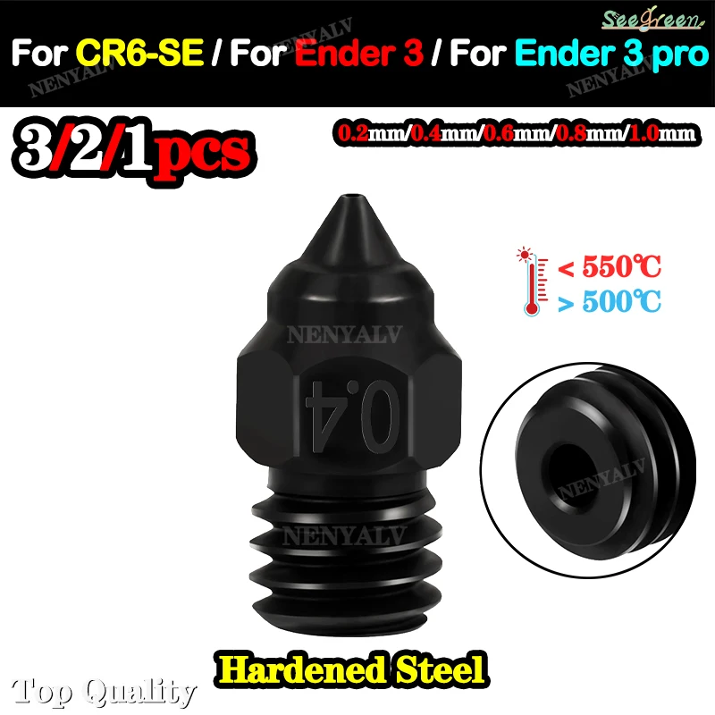 

For CR6-SE Hardened Steel Nozzle For CR-6 SE Sprite Extruder Ender 3 ender3 pro MAX V2 Ender 5 CR-10 3D Printer