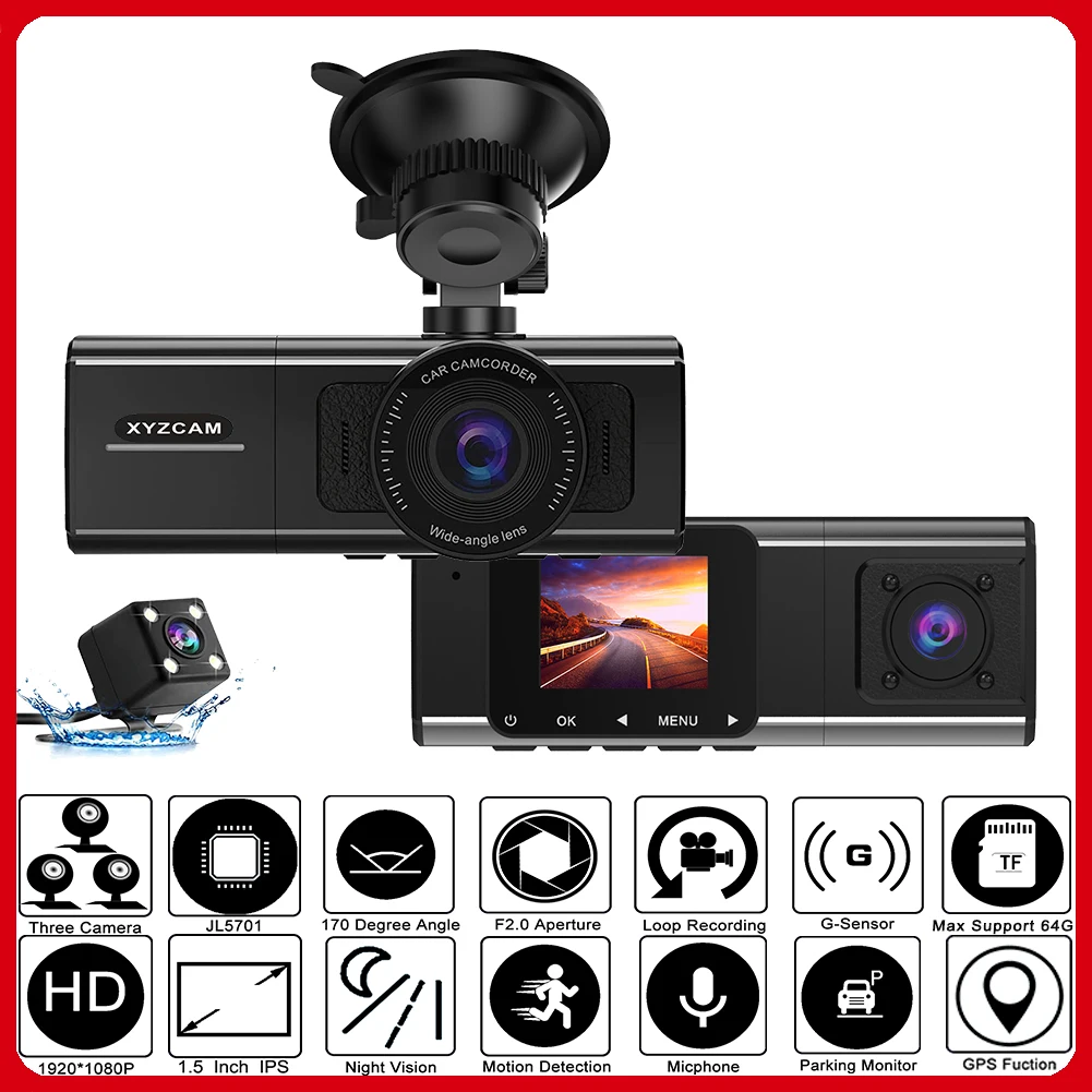  Dash Cam Front and Rear, Dash Camera for Cars with 32G Card  Super Night Vision, 1080P FHD DVR DashCam Car Dashboard Camera with  G-Sensor, Parking Monitor, Loop Recording, Motion Detection 【2023】 