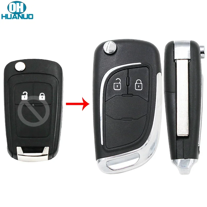 2 Button Modified Flip Folding Key Shell case fob for Chevrolet Aveo Cruze Orlando Trax Uncut HU100 Blade