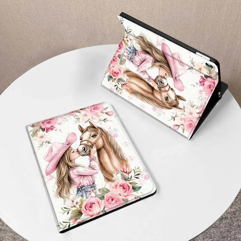 Cartoon Girl and Horse Tablet Case