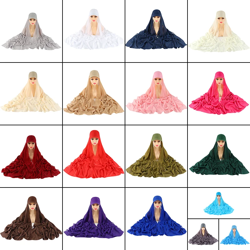 Women Arab Muslim Islam Scarf Baseball Cap One 2-piece Hat Scarf Hijab Hat Turban Head Wrap Muslim Bandana Head Scarfs