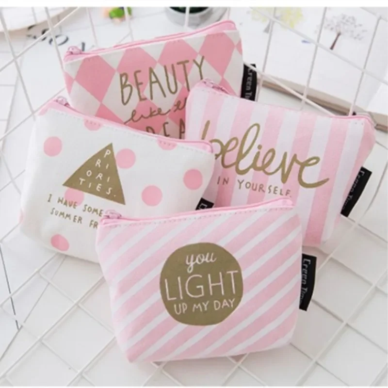 1PCS Mini Women's Purse Coin Holder Wallet Money Bags Canvas Coin Key Card Wallet Zipper Change Case