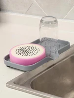 Kitchen Sink Sponge Holder Silicone Soap Dish Bar Soap Holder Self Draining Anti-slip Storage Rack Bathroom Kitchen Supplies 2