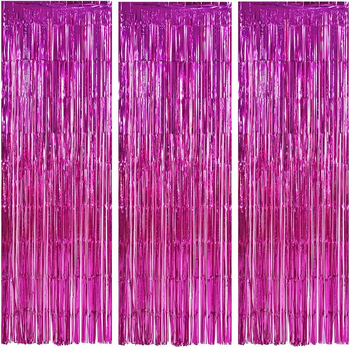 Metallic Streamers 3Pcs Aluminum Foil Fringe Curtain 3Pcs, Backdrop Metallic Streamers Gold Foil Fringe Curtains for Birthday,Christmas,Graduation,Bachelorette Party Streamers Decor 10