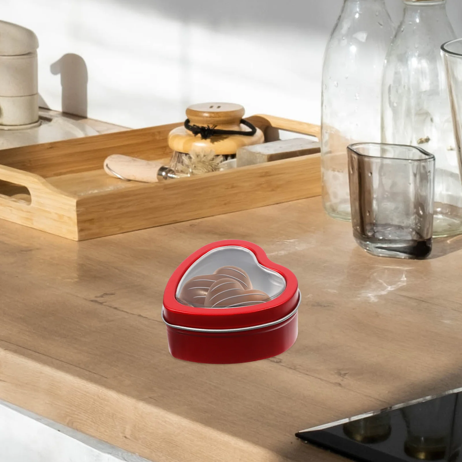 

Heart Shaped Candle Tin with Clear View Window Lids for Candies, Gifts & Treasures