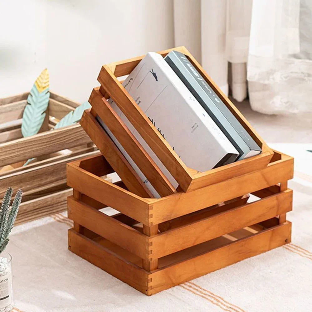 Pastoral Style Household Solid Wood Sundries Storage Box Retro Wooden Storage Box Display Thickened Wooden Strips Splicing 5