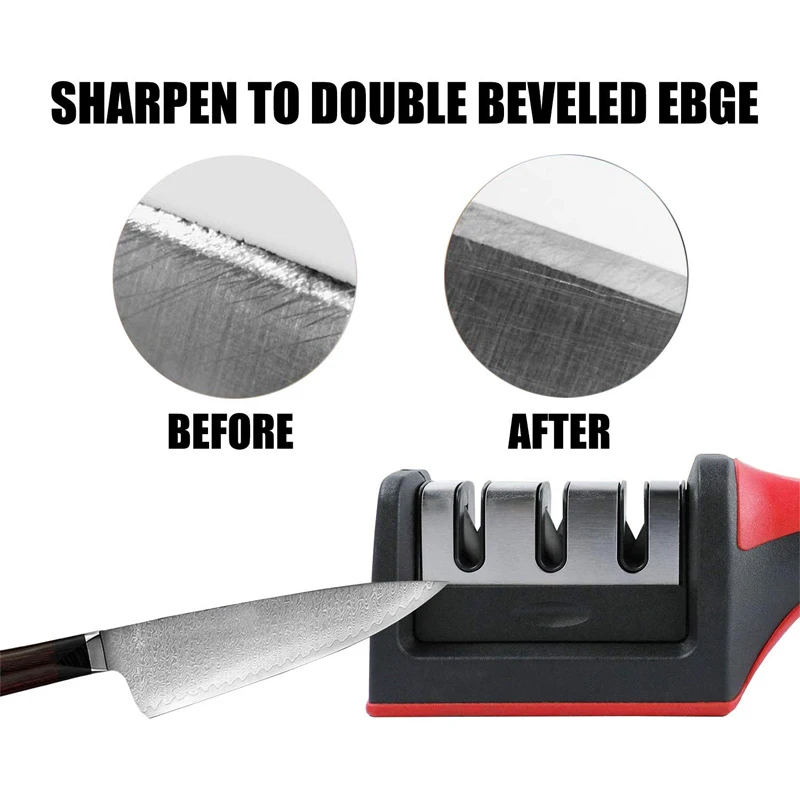 Knife Sharpener Manual 3 Stage Knife Sharpener Tool Advanced Knife Sha –  Reel to Real Shopping