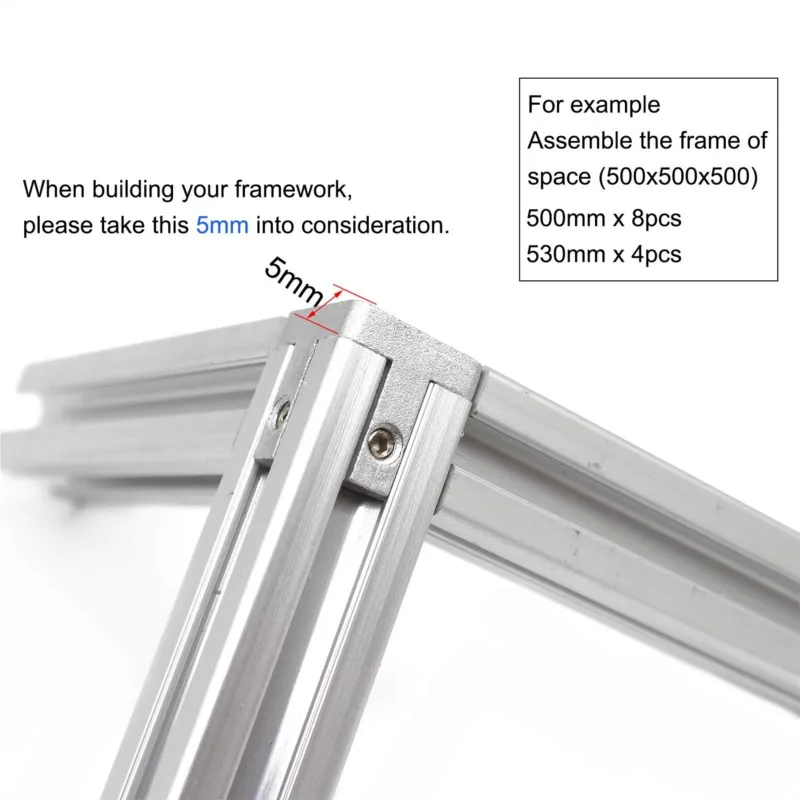 3-Way End Corner Bracket Connector Stainless Steel Angle Bracket Furniture Hardware Angle Bracket Angled Furniture Hardware Angle Connector 8Pcs For European Standard Aluminum Extrusion Profile 3030 4040 Series Slot
