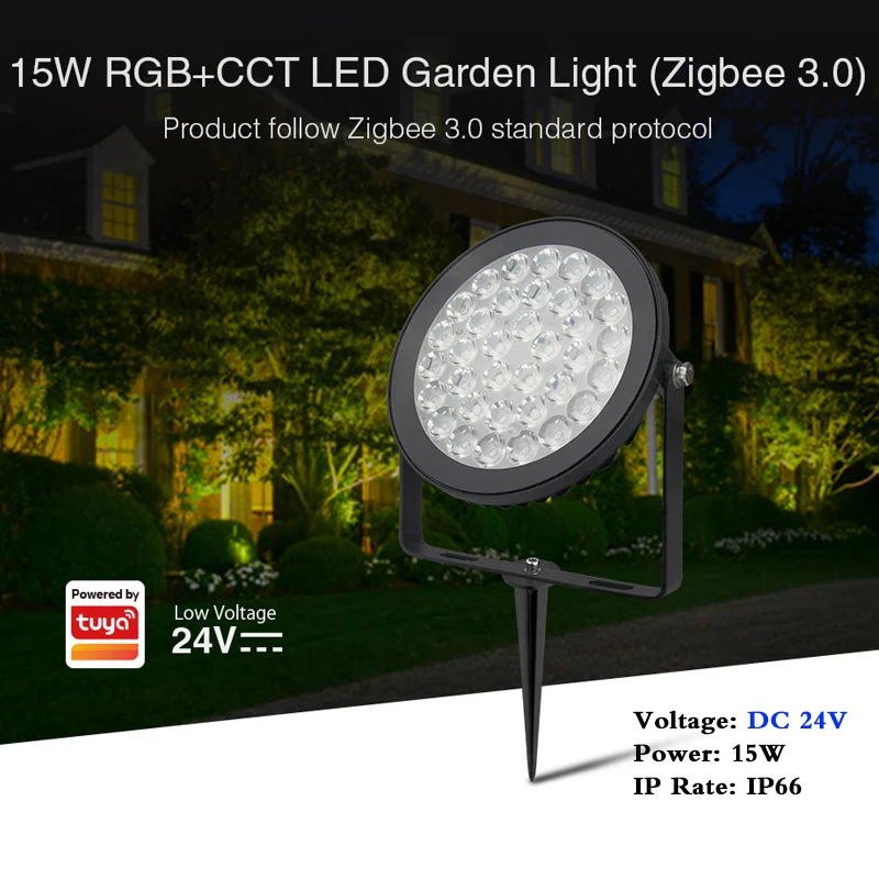 NEW 15W RGB + CCT LED Garden Lights Lawn DC24V Dimmable Outdoor Lamp Waterproof IP66 Compatible Zigbee 3.0 Tuya Wifi APP Control easy to temperature and humidity sensor accurate readings lcd display easy to wide temperature range wifi zigbee