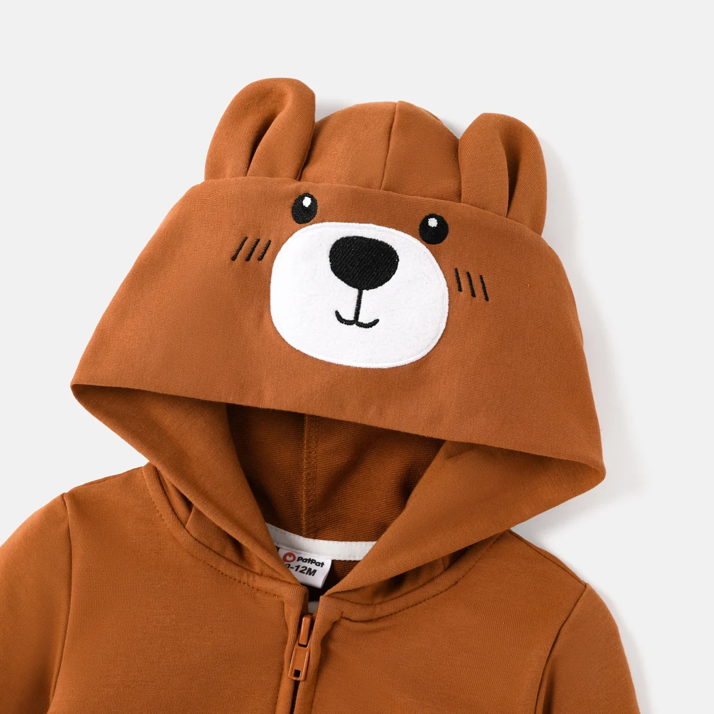 PatPat Baby Girl/Boy Bear Embroidered Ear Design Hooded Jacket for Outings and Daily Wear kids jackets