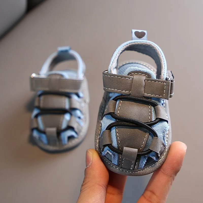 VALEN SINA Summer Kids Newborn Baby Boys Fashion Soft Crib Shoes First Walker Anti Slip Baotou Sandals