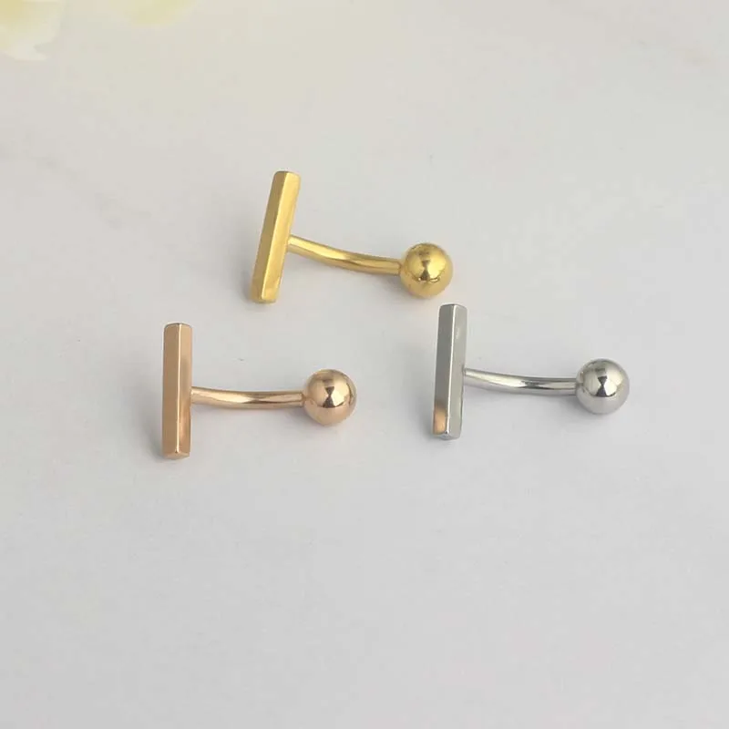 Sexy Dangling Navel Belly Button Ring Stainless Steel Double T Shape Belly Piercing Ombligo Belly Piercing Body Jewelry mix 3 co