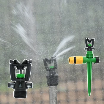 Garden Lawn Rotating Sprinkler 1/2" Male Thread Plastic Spike Sprinkler Nozzle 360 Degree Automatic Rotating Watering Irrigation