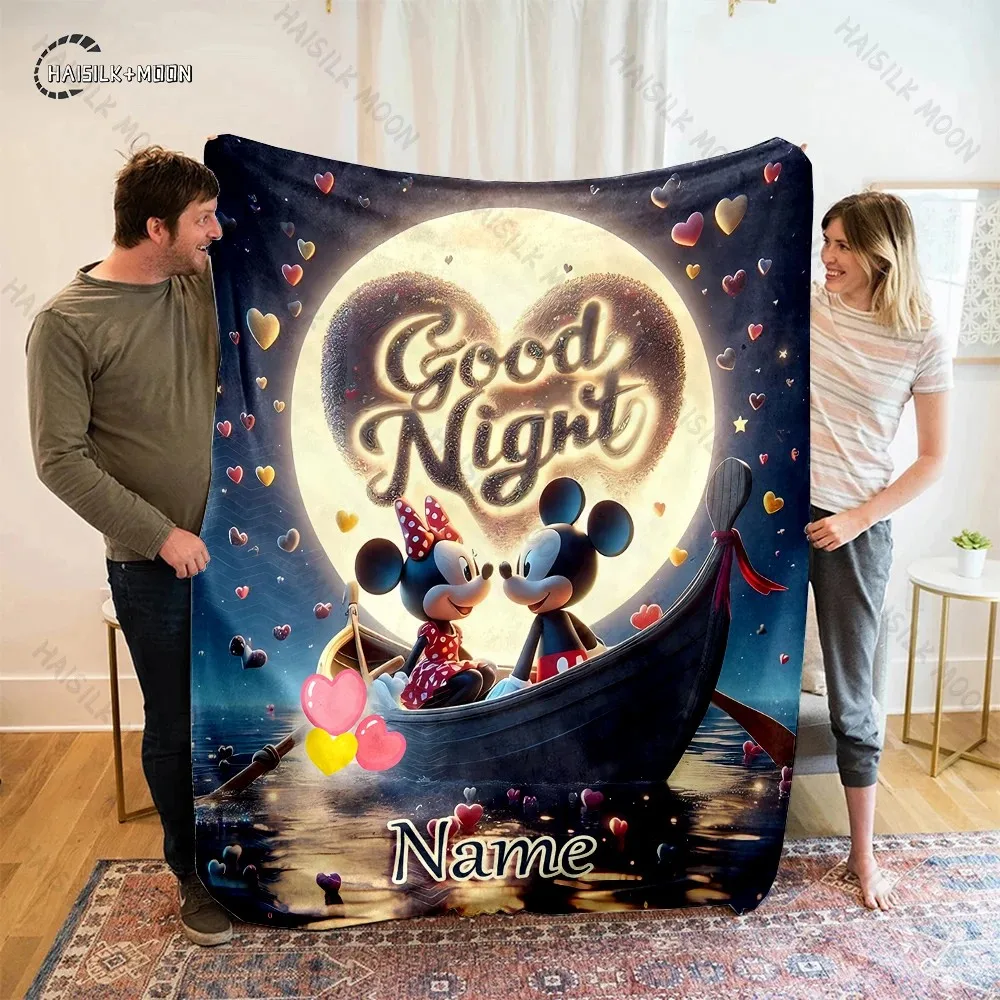 Plaid Polaire Personnalisé Mickey Minnie "Good Night"