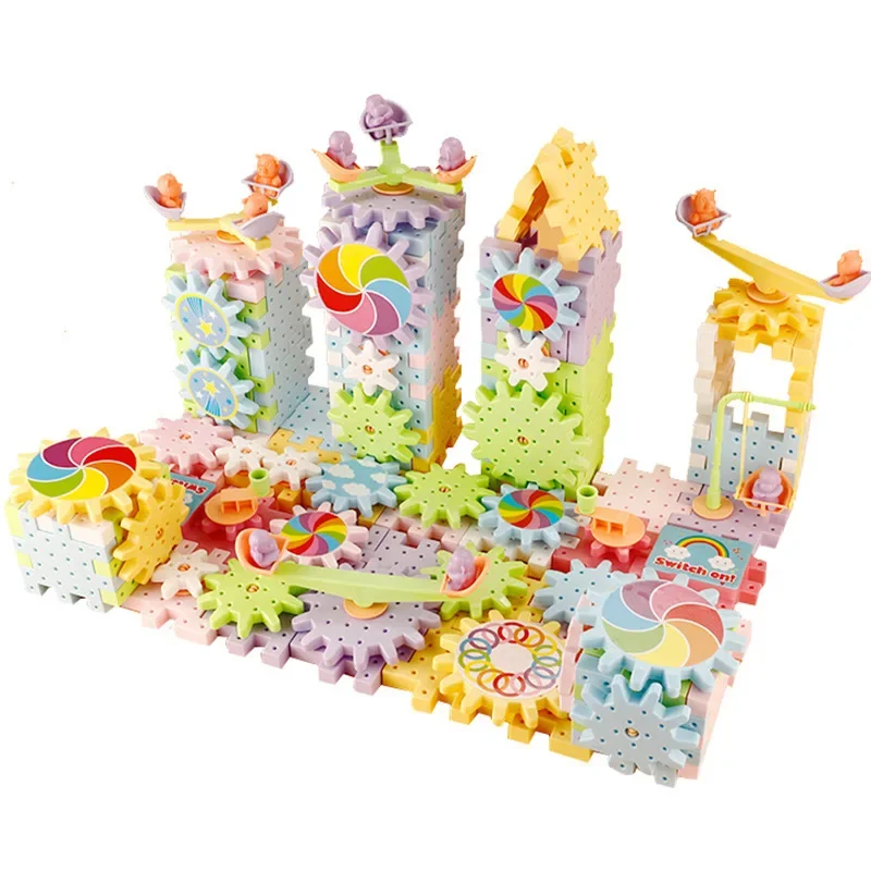 3D Electric Gears Model Building Blocks Large Plastic Toy Set Reusable Interlocking Spinning Gears Building Educational Toys puzzle building block toy