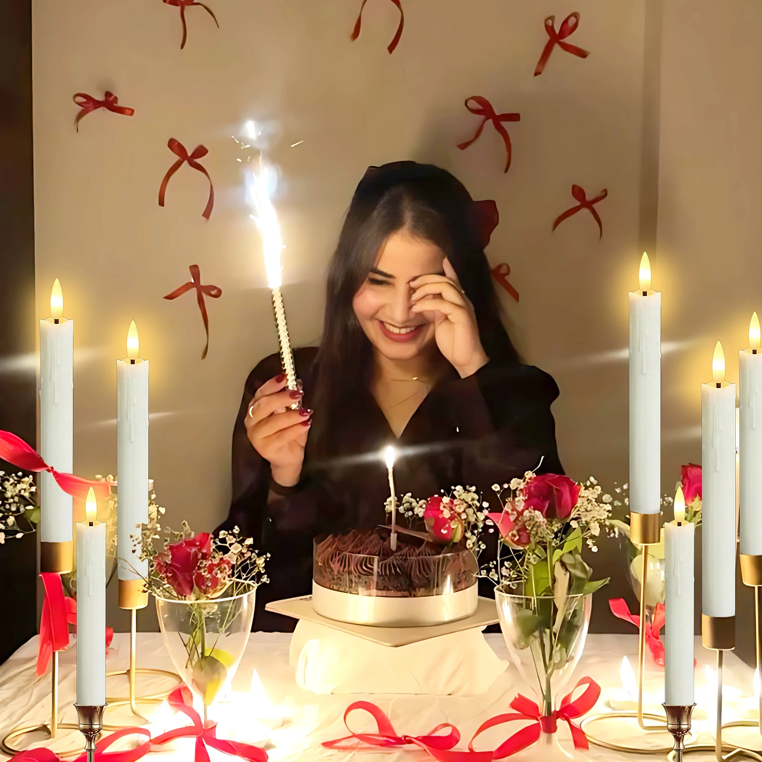 12-300 pcs LED Flameless Taper Candles 4