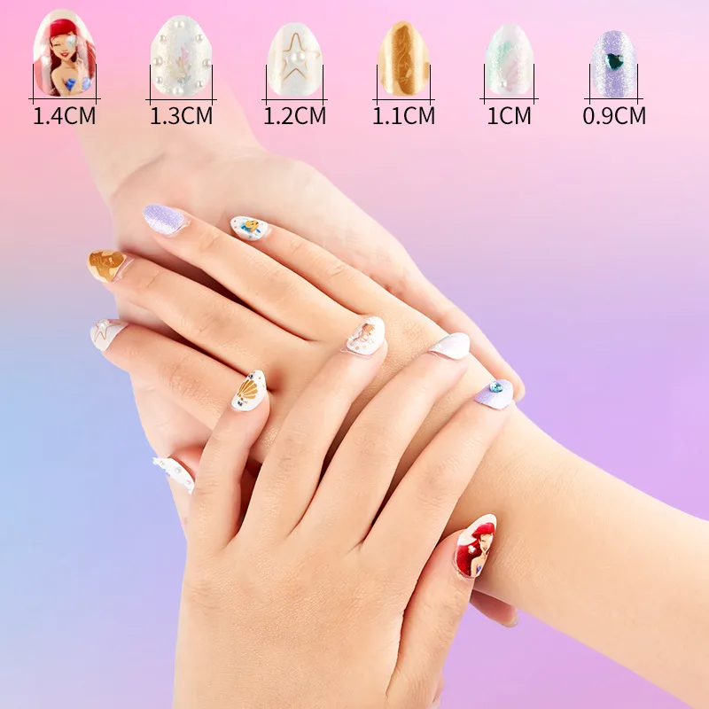 Disney Snow White Kids Mermaid Nail Stickers Nail Art Patches Stereoscopic 3D Diamond Stickers Girl Princess Toys