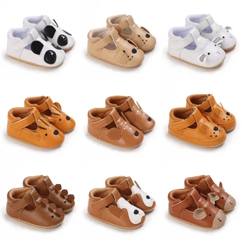 BABY Newborn Boys And Girls Shoes PU Soft Rubber Sole Non-Slip Toddler Shoes Crawling Shoes Retro Classic Moccasin Shoes