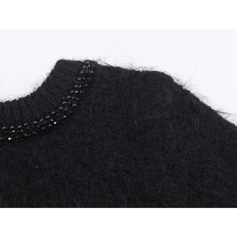 Women's Solid Color T-Shirts Spring Autumn Fashion Jewelry Decoration Knitted T Shirts For Women Short Sleeve Slim Casual Tops