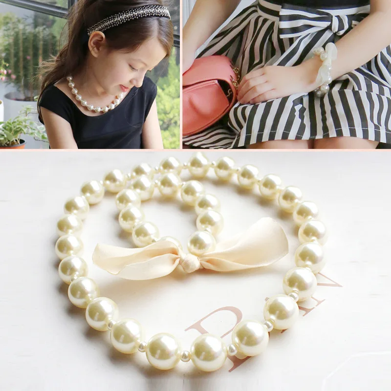 

Artificial Pearls Accessories Cosplay Cute Kids Girls Necklace + Bracelet Sets Jewelry Decoration Accessory