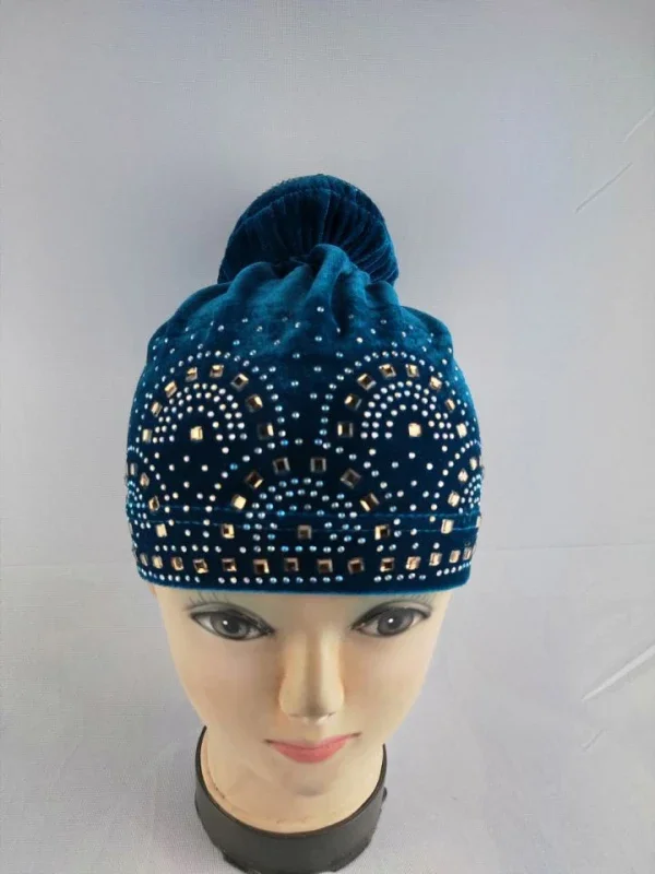Diamond Turban for African Women Velvet Chemo Cap Muslim Hijab Inner Hair Cover Hats Scarf Wrap Islamic Headscarf Beanie 4