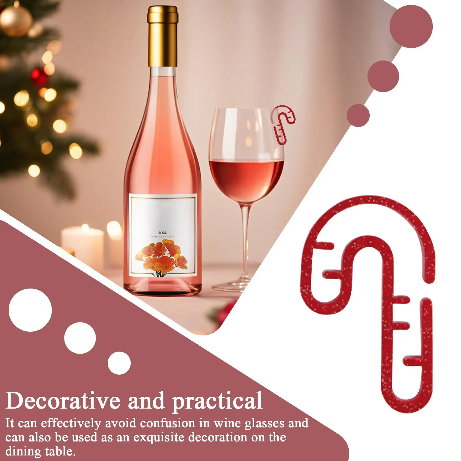 Wine Charm Kit 10 Pieces 2D Acrylic Christmas Glass Marker Decor Reusable Funny Cup Charm For Party Tasting Drinking Beach Men