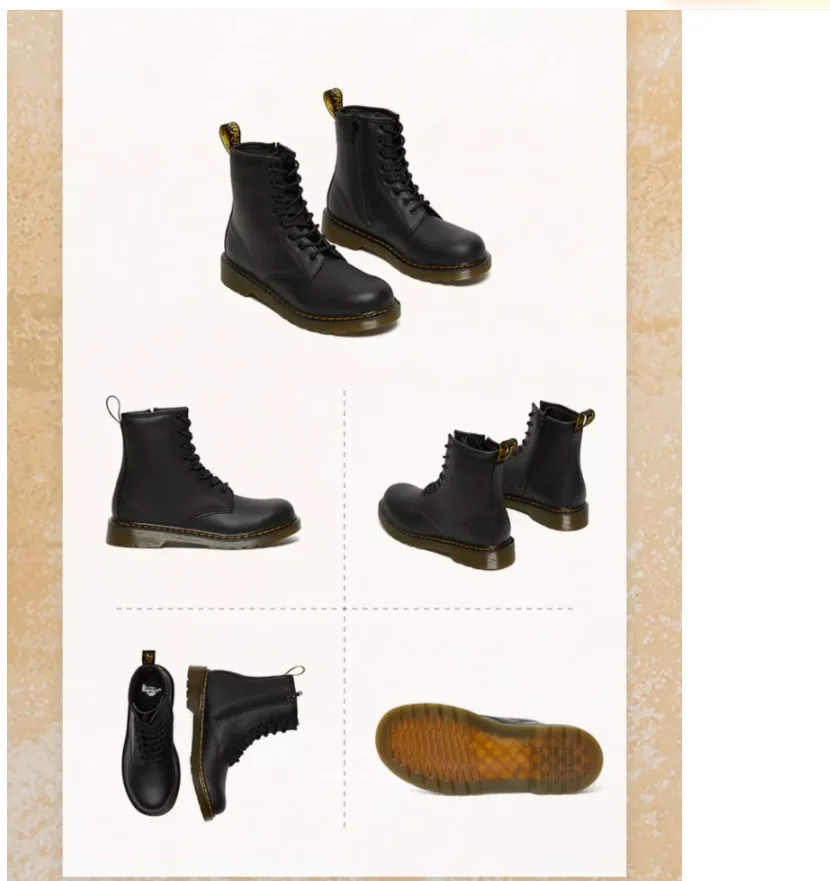 

Motorcycle boots zippered soft leather black 8-hole Martin boots