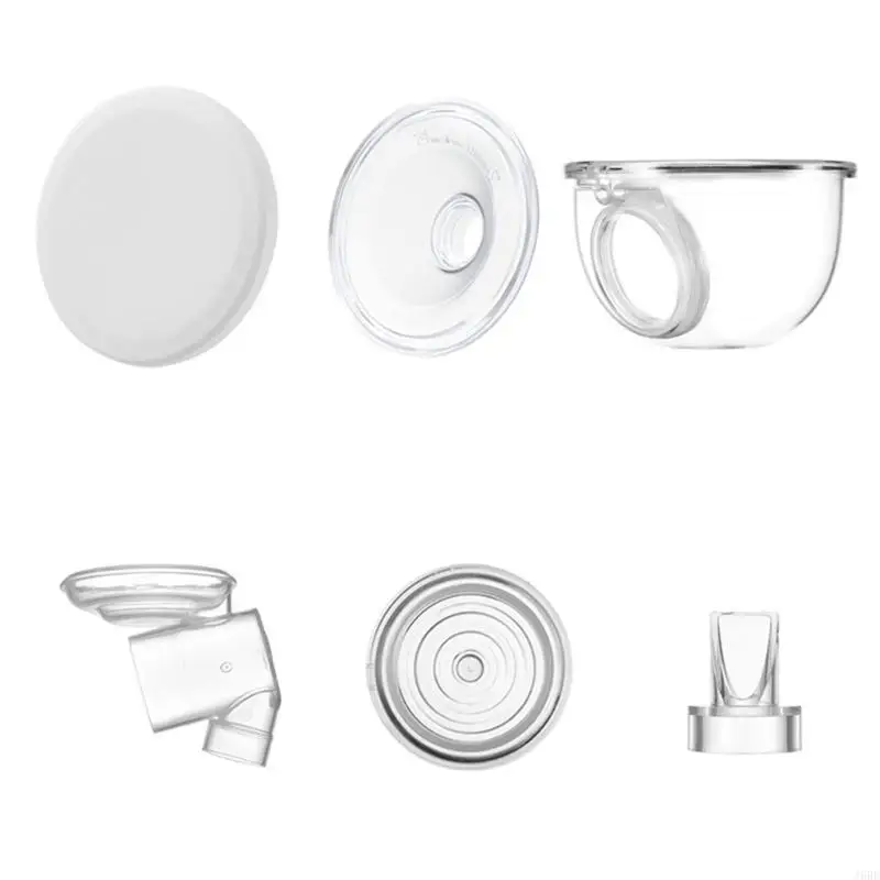 J6BE Set of 6pcs Portable Breast Milk Extractor Collection Cup with Flange Insert Dustproof Cover Lid for S12 Breast