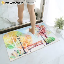 Anti deslizamento tapete do banheiro colorido impressão padrão entrada capachos corredor sala de estar tapetes do lado da banheira decoração casa