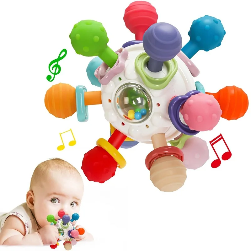 Baby Teething Toys For Babies 0-6 Months Food Grade Teething Toys Rattles Montessori Sensory Teether For Newborn 0 3 6 12 Months