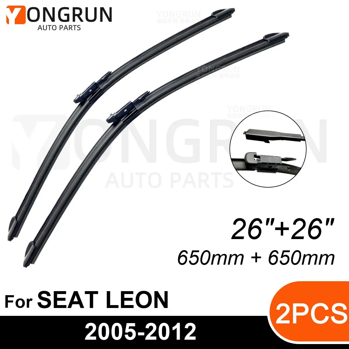 FrontWipersForSEATLEON20052012WiperBladeRubber2626CarWindshieldWindscreen