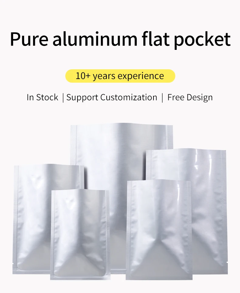 100 stücke Selbst-Dichtung Heißer Dichtung Flache Reine Aluminium Folie Feuchtigkeit-beweis Dichtung Tasche Tee Kaffee Bean Candy hause Verpackung Tasche – Detail 1