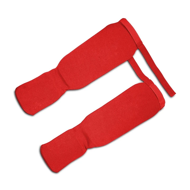 Red Karate Protective Gear Boxing Training Shin Guards Taekwondo Sanda Fighting Shin Guards Instep