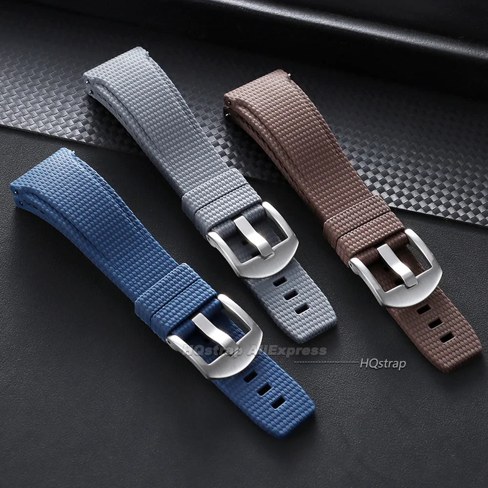 Premium FKM Rubber Waterproof Watch Strap with Curved End - 20/21/22mm