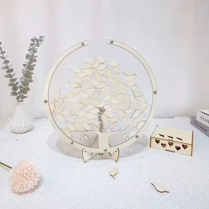 

Wedding Guest Book Meaningful Wedding Message Box Alternative Wooden Tree And Leaves Wedding Message Box Party Supply