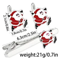 Creative Alloy Santa Claus Design Cufflinks Tie Clip Set for Men's Personalized Christmas Holiday Gift New Year Shirt Ornament 2