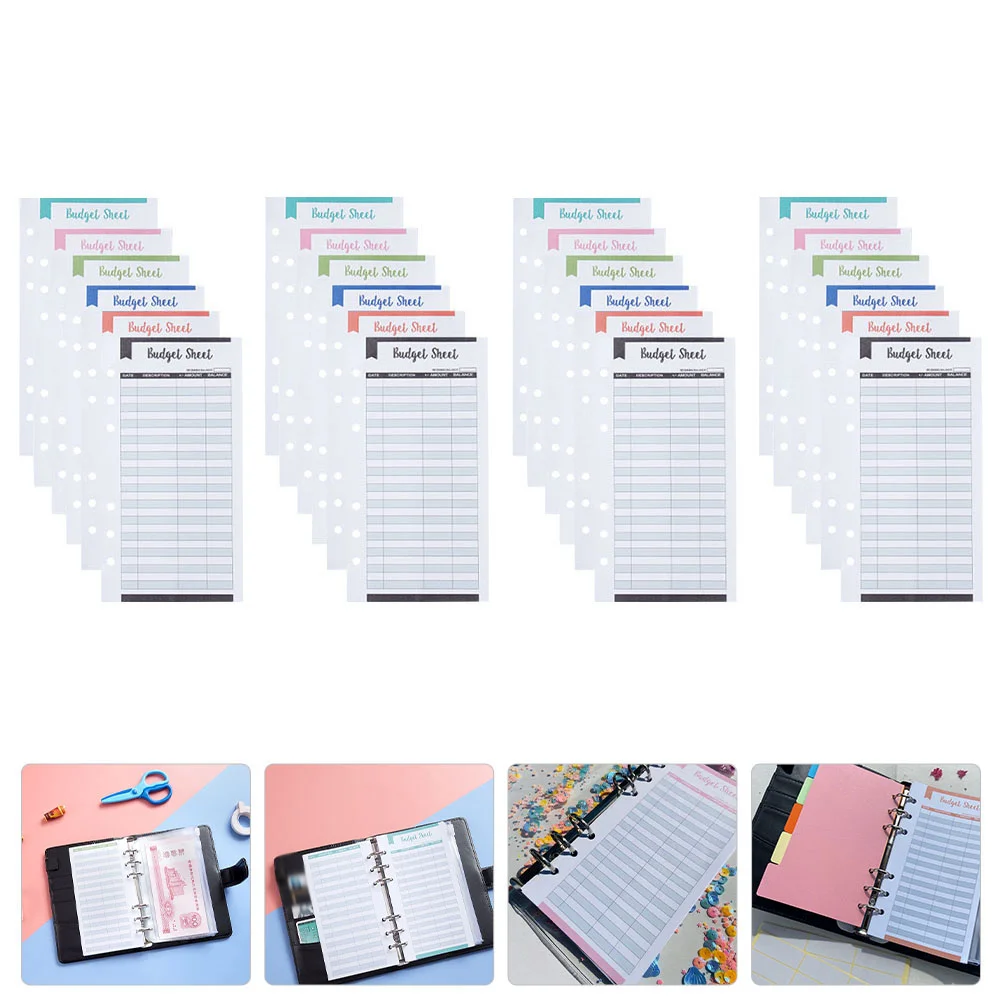 

24 Pcs Six Color Budget Cards Paper Calendar Cash Binder Refill Colors Practical Office Supplies Replacements