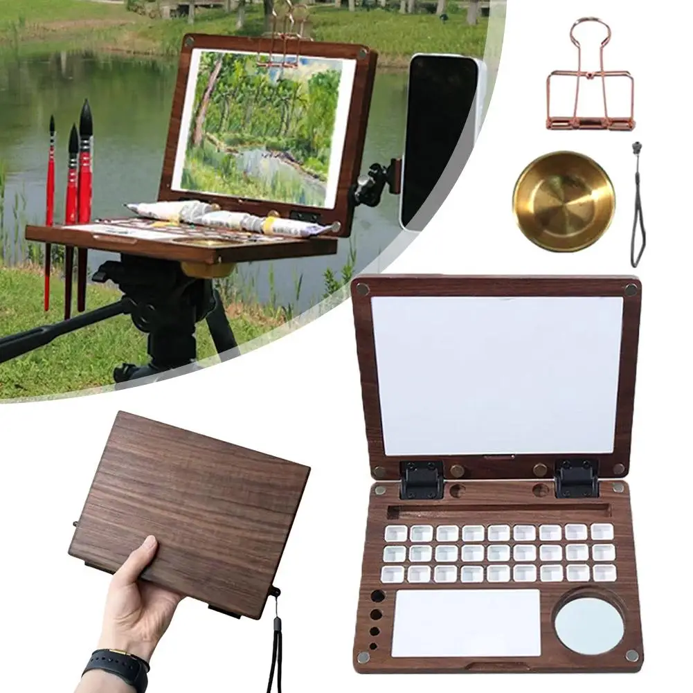 Paint Tray Color Palette Watercolor Palette Portable Wooden Watercolor Box Travel Painting Palette Supplie