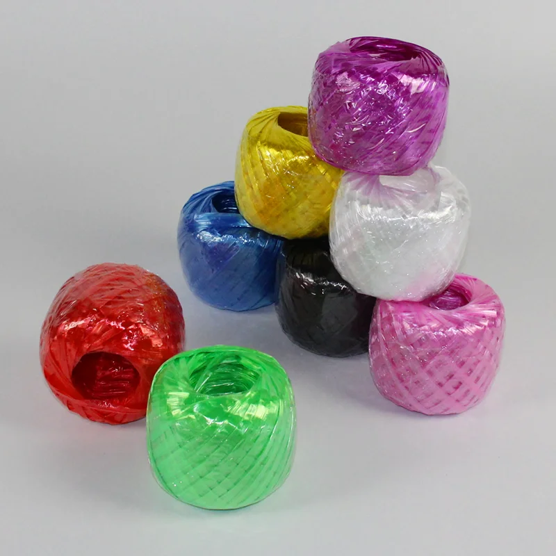 

150g 8 Color 170m/roll color plastic rope Ball band Imitation raffia yarn ribbon Paper String Cord for Gift wrapping decorations