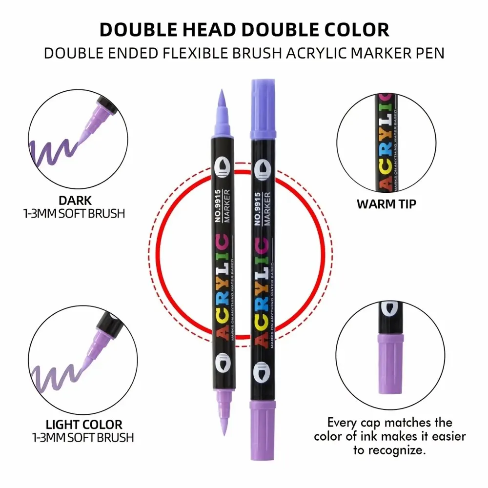 Acrylic Marker Pen Double Headed Different Color Acrylic Marker Pen Color Art Graffiti Pen Waterproof Opaque Water-Based Soft Headed Pen, Acrylic Paint Markers, Pen Marker, Color Marker Pens, Paint Marker Pen, Markers Pen, Marker Pens, Marker Pen, Art Marker Pens, Art Markers, Paint Marker Pens