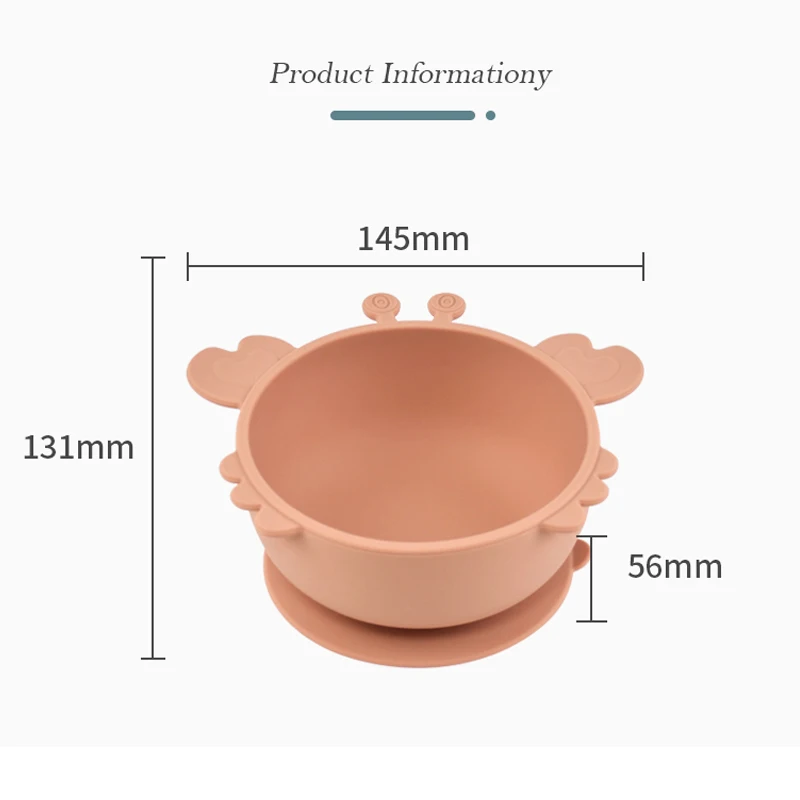 Children Dining Plate Cartoon Crab Suction Cup Anti Slip Food Grade Silicone Baby Self Feeding Training Complementary Food Bowl 2