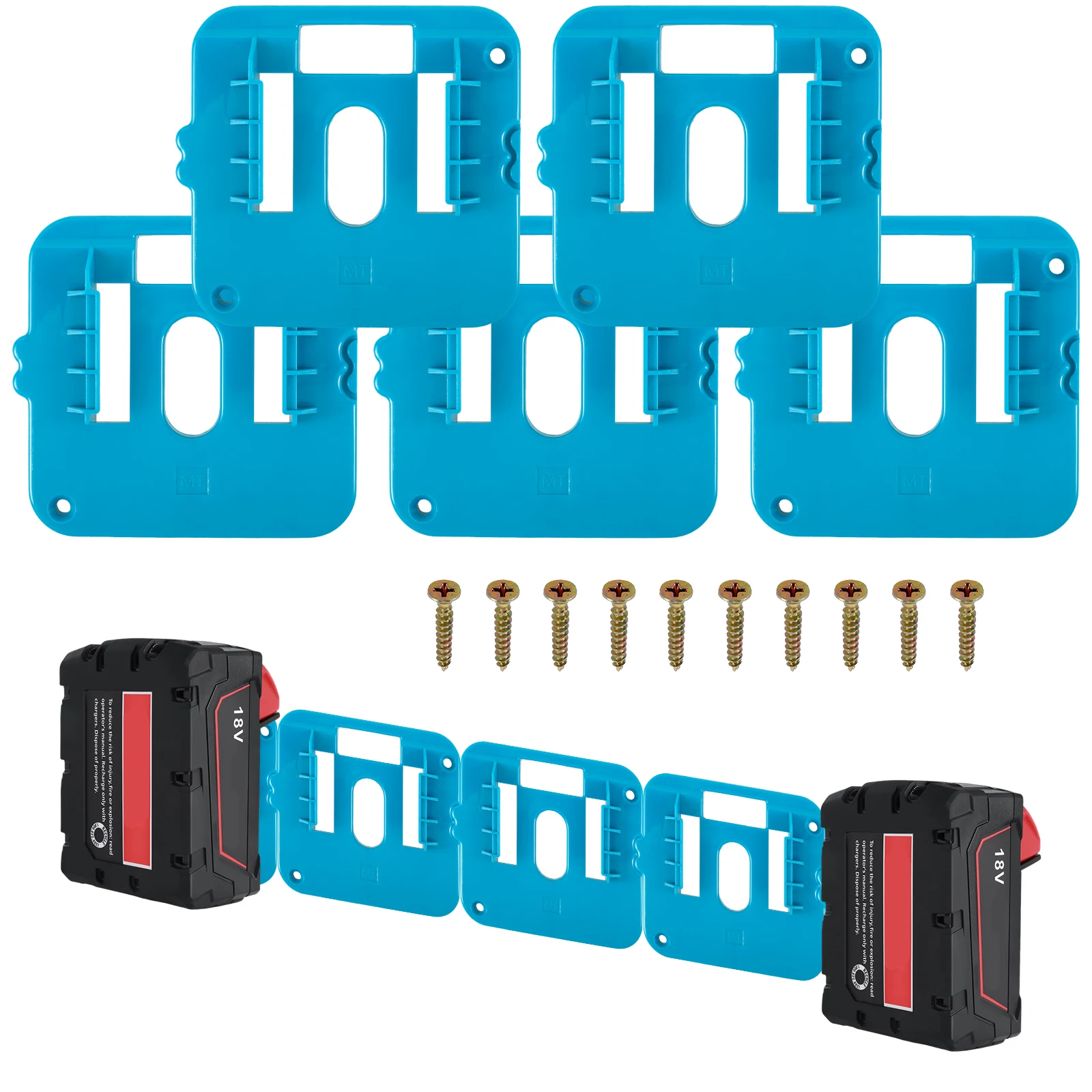 

5Pcs Battery Holder Compatible with BL1860 BL1850 BL1840 Plastic Battery Bracket Wall Mounted Battery Storage Dock Holder