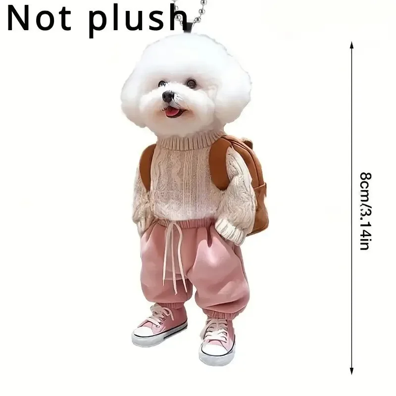 2D Creative Puppy Man Backpack Pendant Acrylic Car Pendant Cute Teddy Dog Key Accessory 3