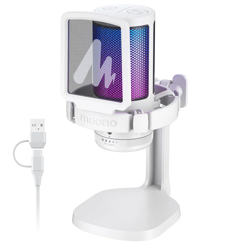 Maono DM20 RGB Gaming Microphone USB Condenser Mic Noise Canceling Mic ...