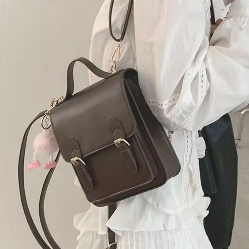 Vintage Pu Leather Handbag Preppy Style Fashion High School Students Backpacks Causal Girls Backapck