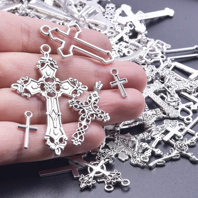 Random Mix 20PCS Cross Alloy Charm Antique Tibetan Silver Religion Faith  Pendants DIY Craft Amulet Necklace Accessories Bulk - AliExpress