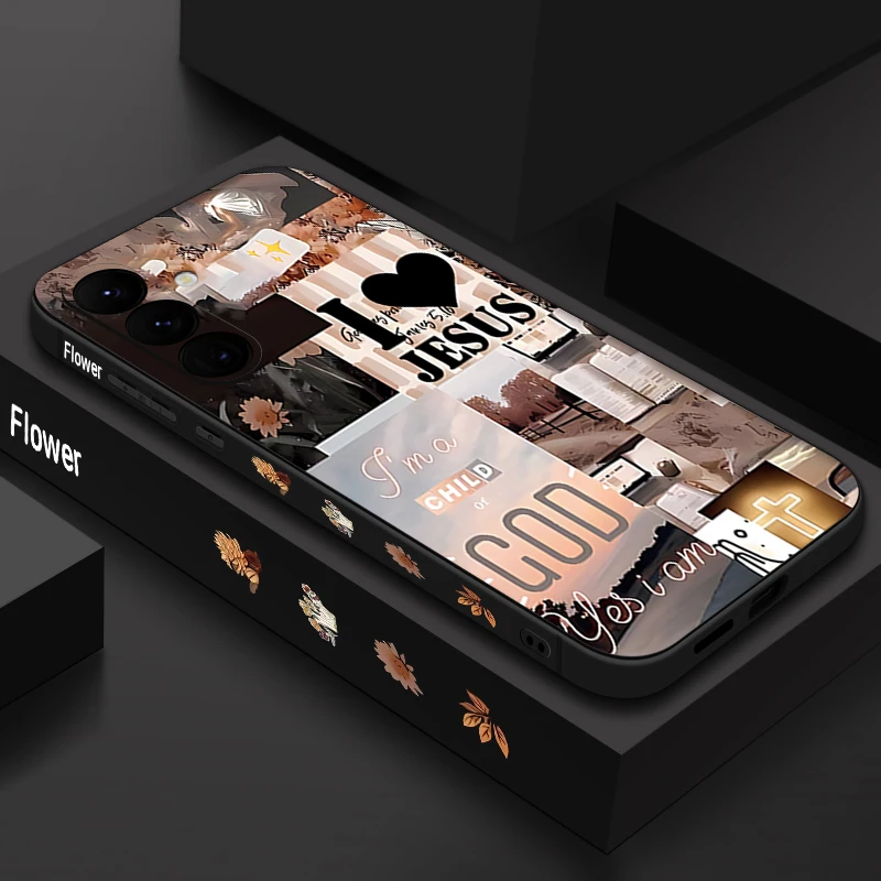 Divine Artistry Jesus Collage Pattern Soft Phone Case