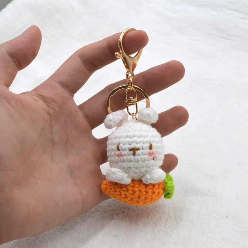 Handmade Crochet Rainbow Bunny Keychain - Easter Gift & Bag Charm
